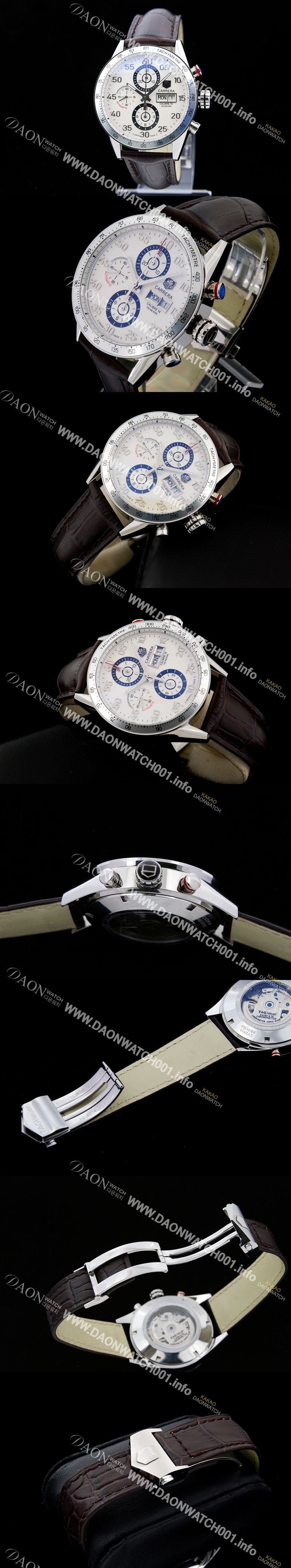 미러급 태그호이어 남성용 까레라 칼리버 16 크로노그래프 화이트 다이얼 오토매틱 무브먼트 TAG0200 Ⅳ