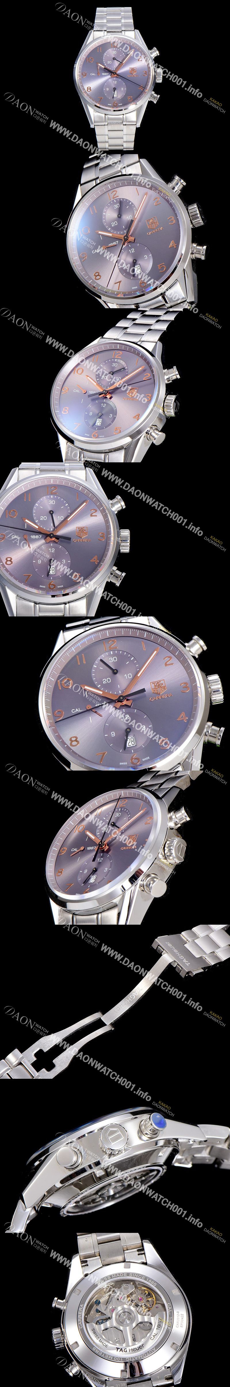 미러급 태그호이어 남성용 까레라 칼리버 1887 크로노그래프 그레이 다이얼 7750 오토매틱 TAG4220 Ⅳ