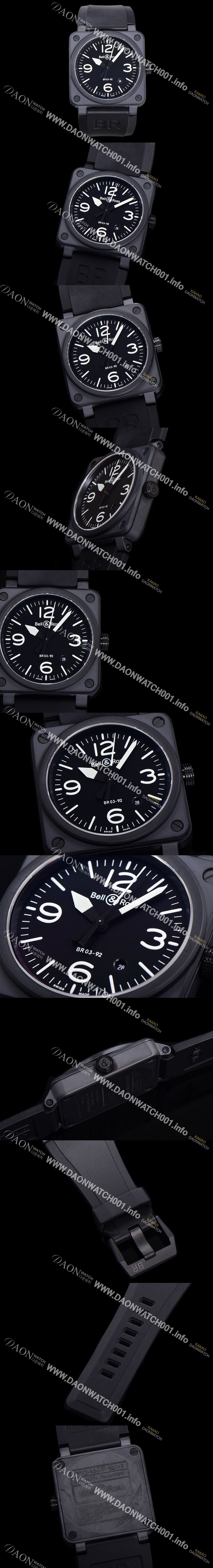 미러급 벨엔로즈 남성용 BR03-92 다이버 세라믹 오토매틱 9015 타입 42mm 우레탄줄 블랙 다이얼 bel80301 Ⅳ