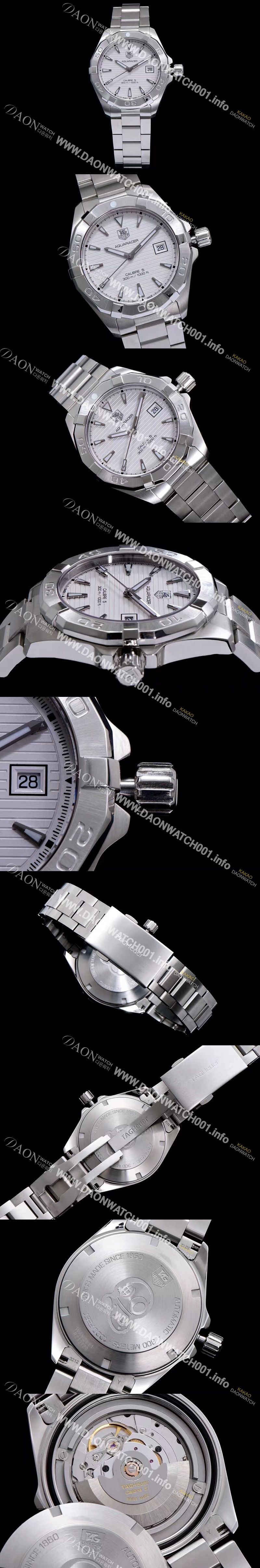 미러급 태그호이어 남성용 아쿠아레이서 WAY2111.BA0928 워치 화이트 다이얼 오토매틱 무브먼트 TAG0145 Ⅳ