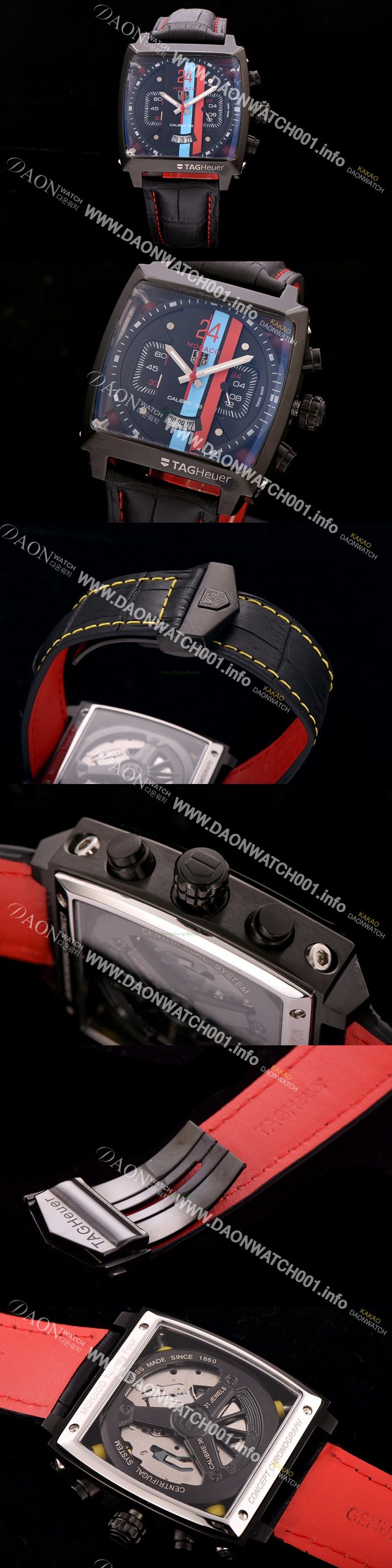 미러급 태그호이어 남성용 뉴 모나코 컨셉트 24 크로노그래프 블랙다이얼 쿼츠 무브먼트 TAG0201 Ⅳ