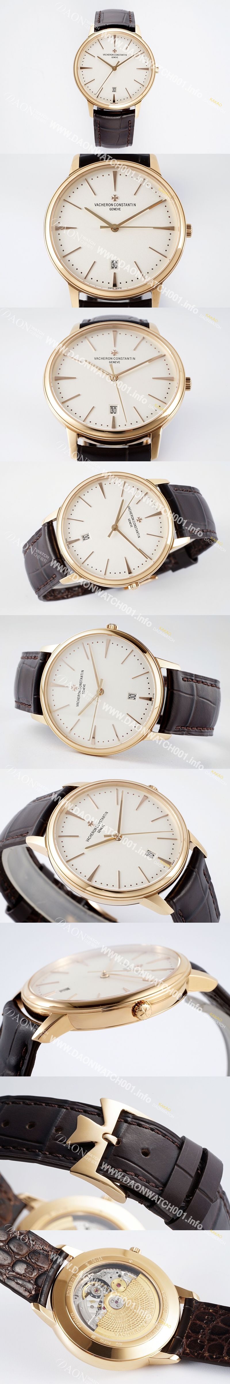 미러급 바쉐론콘스탄틴 남성용 패트리모니 85180/000R-9248 셀프 와인딩 드레스 워치!! 18K 로즈골드 케이스 화이트 다이얼 오토매틱 무브먼트 VAC0215 Ⅳ