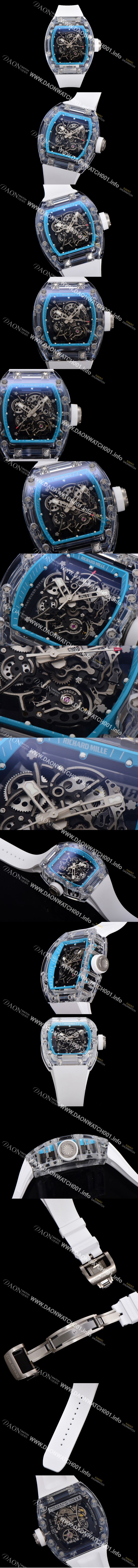 미러급 리차드밀러 남성용 RM055 수동/기계식 무브먼트 50mm 우레탄줄 스캘래톤 블랙 다이얼 ric0228 Ⅳ