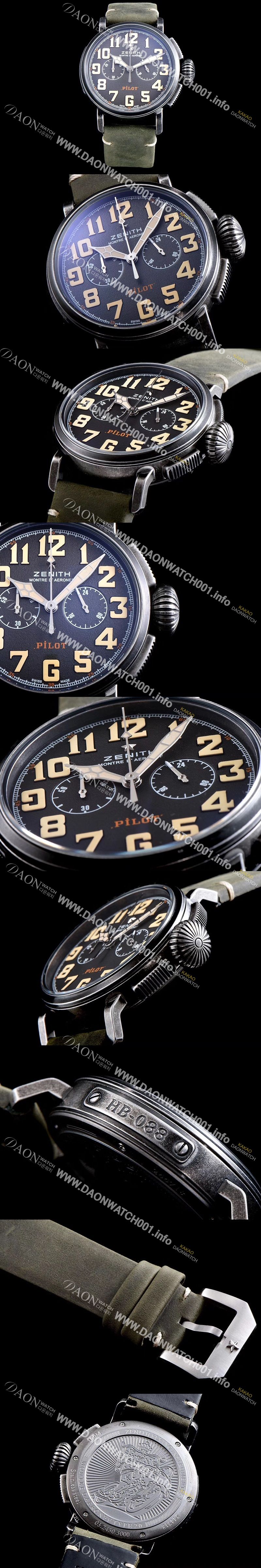 미러급 제니스 남성용 파일럿 11.2430.4069/21.C773 빈티지 헤리티지 타입20 크로노그래프 그레이 샌드 다이얼 오토매틱 무브먼트 ZEN4212 Ⅳ