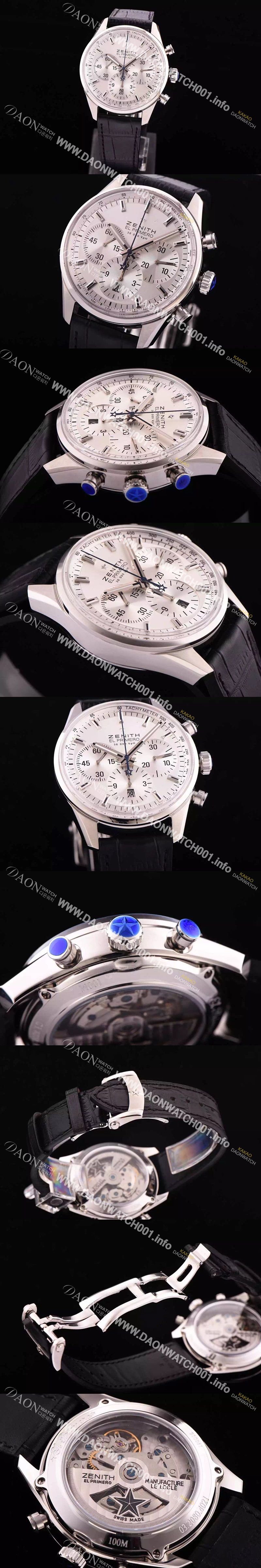 미러급 제니스 남성용 엘 프리매로 03.2110.40001.C498화이트 다이얼 오토매틱 무브먼트 실버다이얼 ZEN4222 Ⅳ