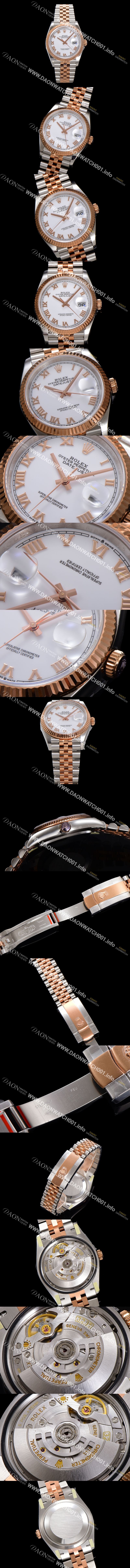 미러급 로렉스 남성용 데이저스트 m126231 18K 로즈골드 로마인덱스 36mm 오토매틱 Cal.3235 무브먼트 화이트 다이얼 rol5363 Ⅳ