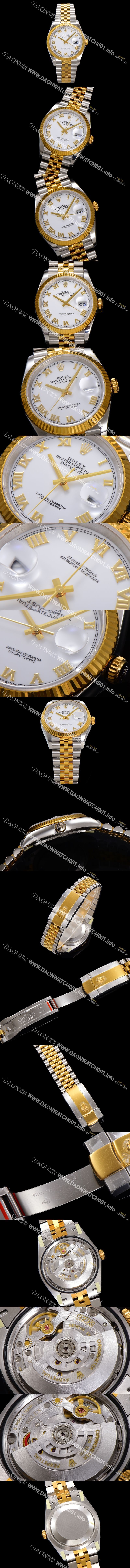 미러급 로렉스 남성용 데이저스트 m126233 18K 옐로우골드 로마인덱스 36mm 오토매틱 Cal.3235 무브먼트 화이트 다이얼 rol5365 Ⅳ