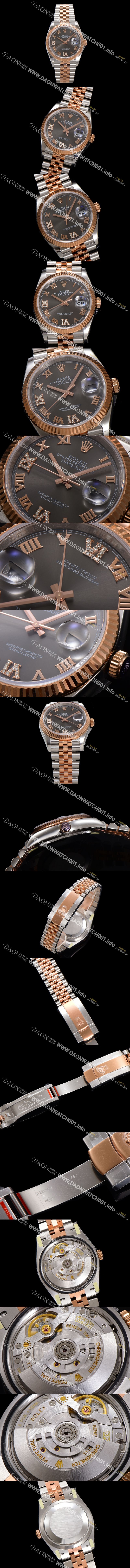 미러급 로렉스 남성용 데이저스트 m126231 18K 로즈골드 로마인덱스 36mm 오토매틱 Cal.3235 무브먼트 그레이 다이얼 rol5362 Ⅳ