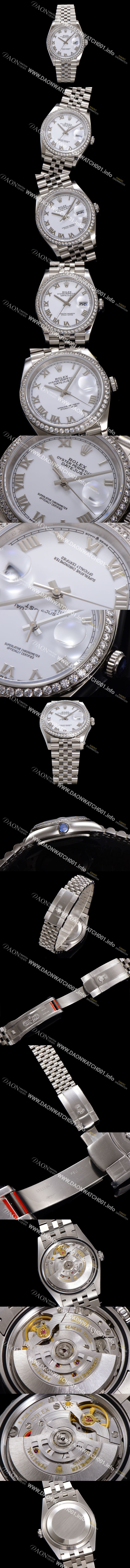 미러급 로렉스 남성용 데이저스트 m126234 로마인덱스 36mm 보석/큐빅 오토매틱 Cal.3235 무브먼트 화이트 다이얼 rol5360 Ⅳ