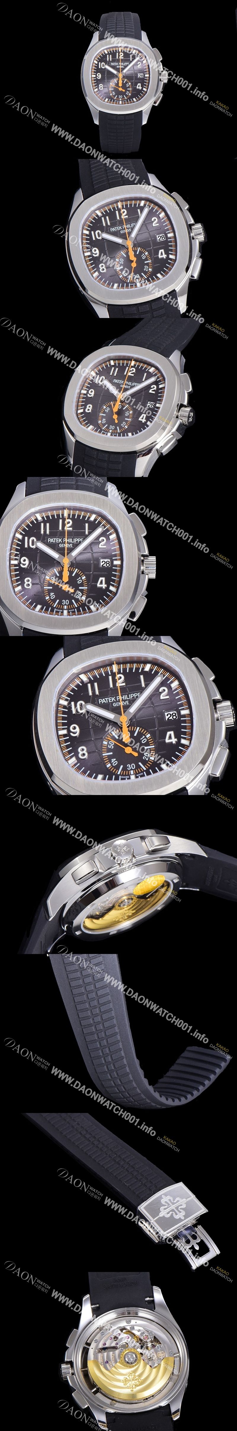 미러급 파텍필립남성용 아쿠아너 5968A 크로노그래프 스틸 42미리 오토매틱 블랙 다이얼  PAT52358 Ⅳ