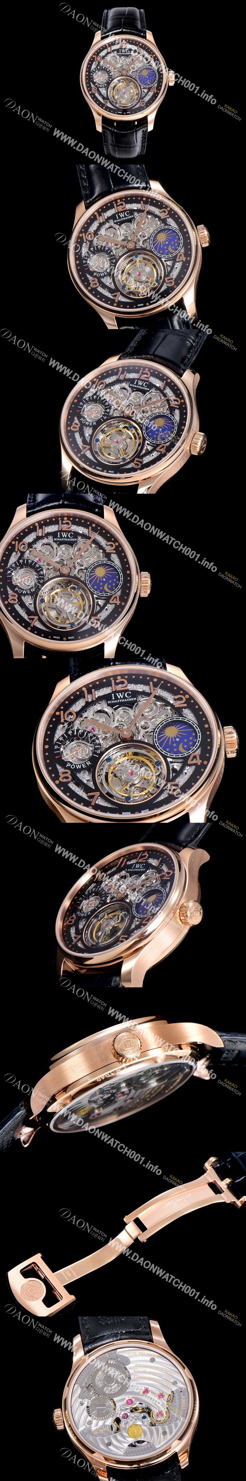 미러급 아이더블유씨남성용 포르투기즈 42미리 수동/기계식 투어빌론(뚜르삐옹) 금장시계 스켈래톤 다이얼 블랙다이얼 IWC45296 Ⅳ