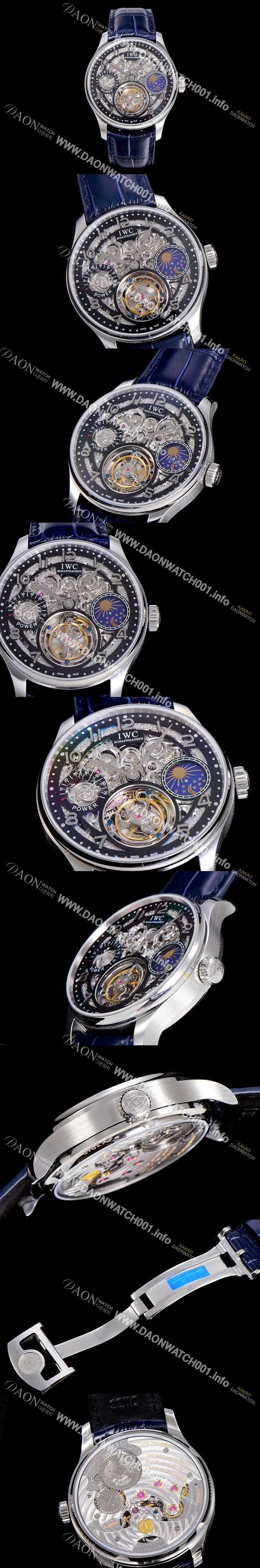 미러급 아이더블유씨남성용  포르투기즈 42미리 수동/기계식 투어빌론(뚜르삐옹) 스켈래톤 다이얼 블랙다이얼 IWC90007 Ⅳ