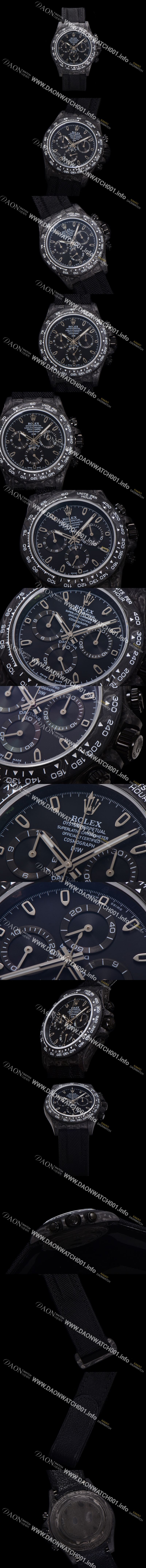 미러급 로렉스남성용 데이토나 포지드카본 커스텀 40mm 크로노그래프 오토매틱 Cal.4130 무브먼트 블랙 다이얼 ROL11355 Ⅳ