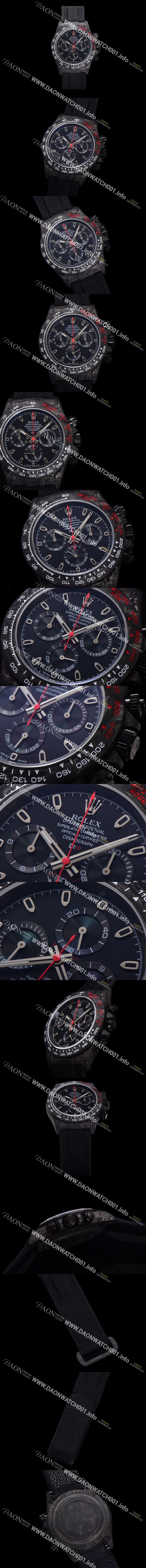 미러급 로렉스남성용 데이토나 포지드카본 커스텀 40미리 크로노그래프 오토매틱 Cal.4130 무브먼트 블랙다이얼 ROL86030 Ⅳ