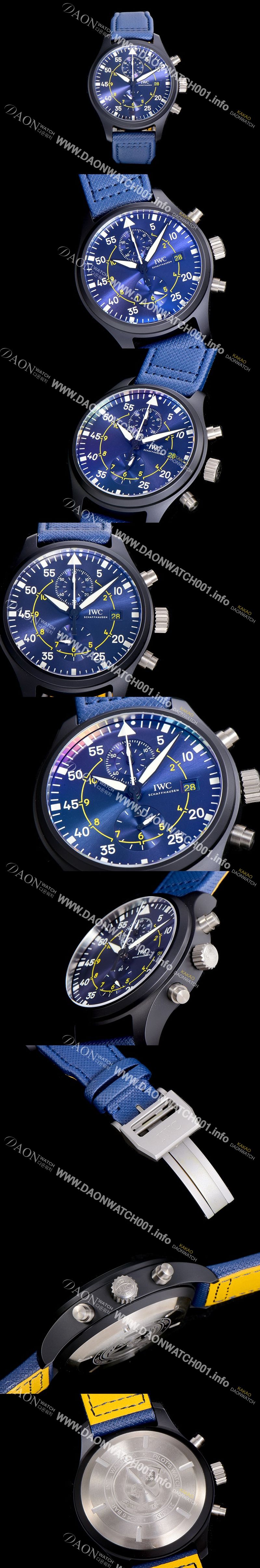미러급 아이더블유씨남성용 파일럿 워치 탑건 IW389008 크로노그래프 44.5미리 메르세데스-AMG 블루다이얼 오토매틱 IWC91976 Ⅳ