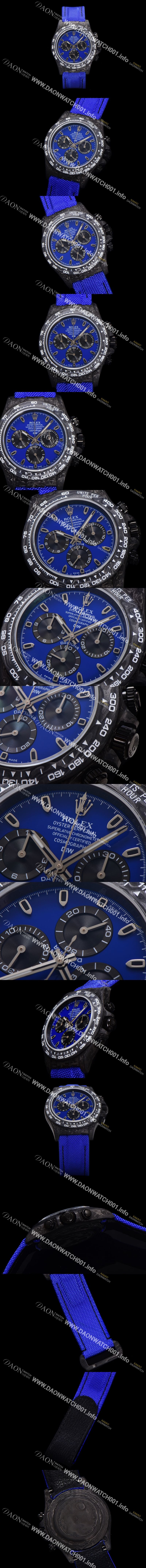 미러급 로렉스남성용 데이토나 포지드카본 커스텀 40미리 크로노그래프 오토매틱 Cal.4130 무브먼트 블루 다이얼 ROL89264 Ⅳ