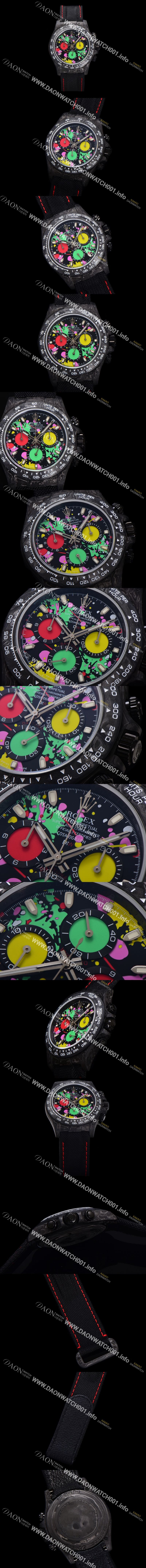 미러급 로렉스남성용 데이토나 포지드카본 커스텀 40미리 크로노그래프 오토매틱 Cal.4130 무브먼트 블랙 다이얼 ROL68871 Ⅳ