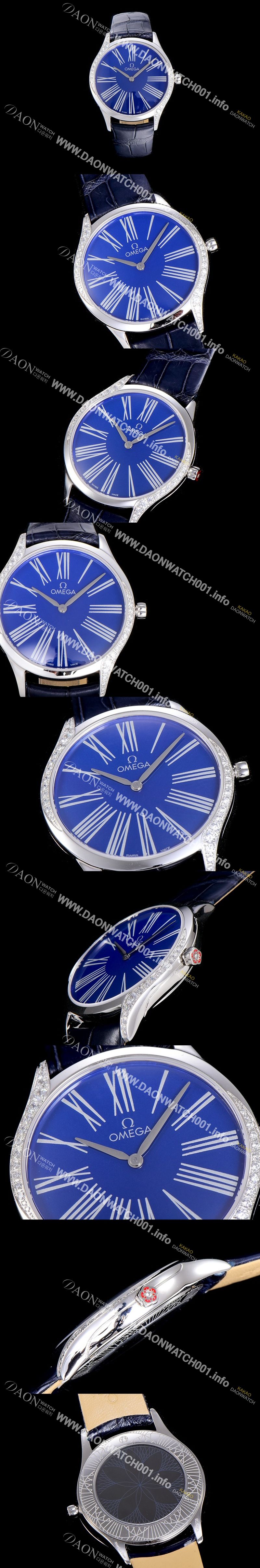 미러급 오메가여성용 드빌 스틸 트레저 다이아몬드 36미리 쿼츠 블루다이얼 OMG86567 Ⅳ