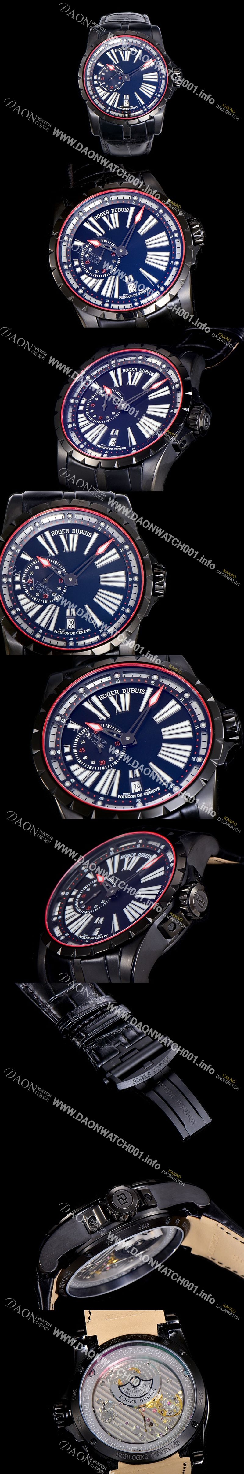 미러급 로저드빌남성용 엑스칼리버 오토매틱 45미리 DCL/LE 블랙 코팅 블랙다이얼 ROG16517 Ⅳ