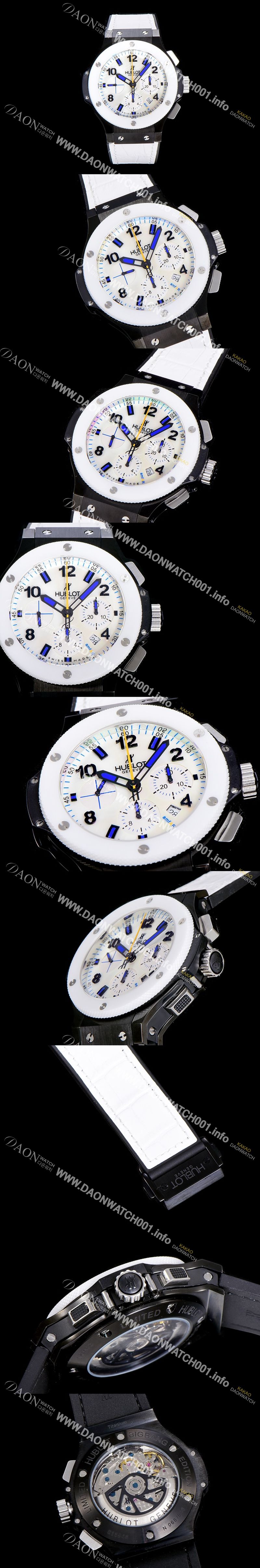 미러급 휴블렛남성용 빅뱅 크로노그래프 44미리 PVD 코팅 세라믹 우레탄 오토매틱 화이트다이얼 HUB47949 Ⅳ