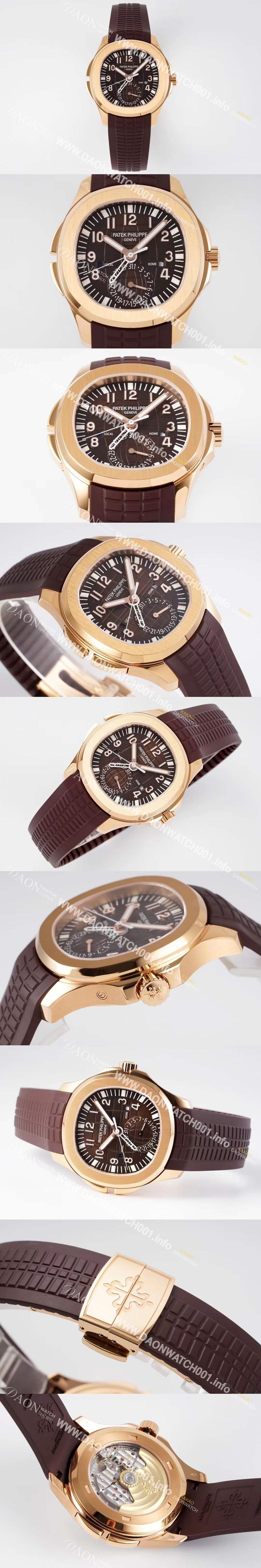 미러급 파텍필립남성용 아쿠아넛 5164R-001 트리블 타임 40미리 18K 로즈골드 브라운다이얼 오토매틱 PAT48765 Ⅳ