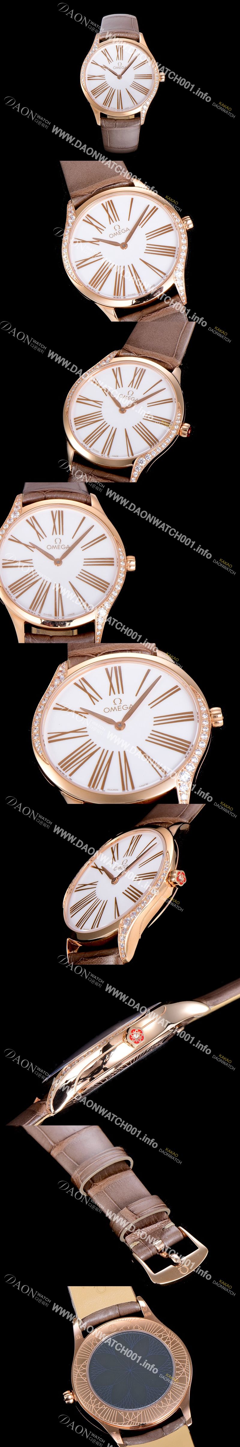 미러급 오메가여성용 드빌 트레저 금장 다이아몬드 36미리 쿼츠 화이트다이얼 OMG26980 Ⅳ