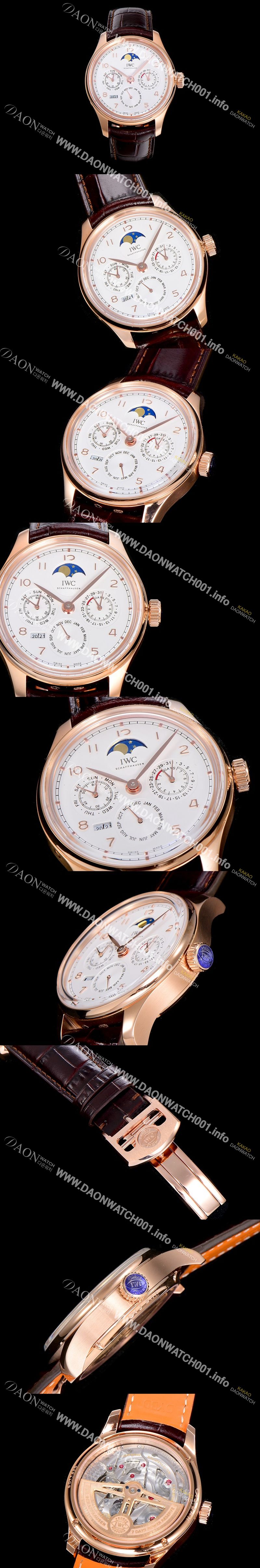 미러급 아이더블유씨남성용 포르투기즈IW502306  퍼페츄얼 캘린더 18k로즈골드 44미리 오토매틱 화이트다이얼 IWC86507 Ⅳ