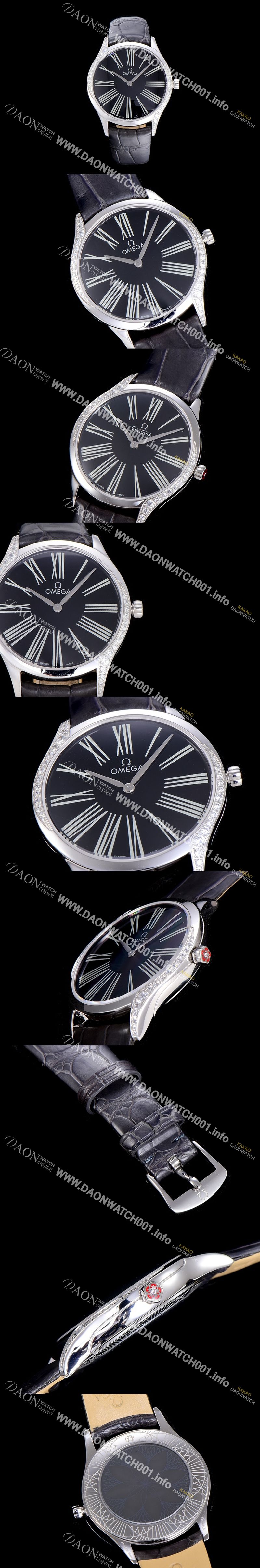 미러급 오메가여성용 드빌 스틸 트레저 다이아몬드 36미리 쿼츠 블랙다이얼 OMG45332 Ⅳ
