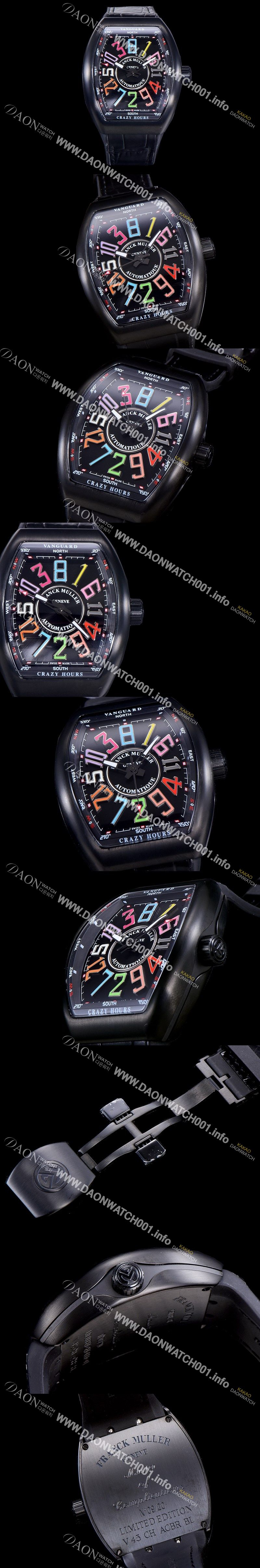 미러급 프랭크뮬러 남성용 뱅가드 오토매틱 CZ02타입 44미리 PVD코팅 케이스 가죽줄/스트랩 블랙다이얼 FRA73832 Ⅳ