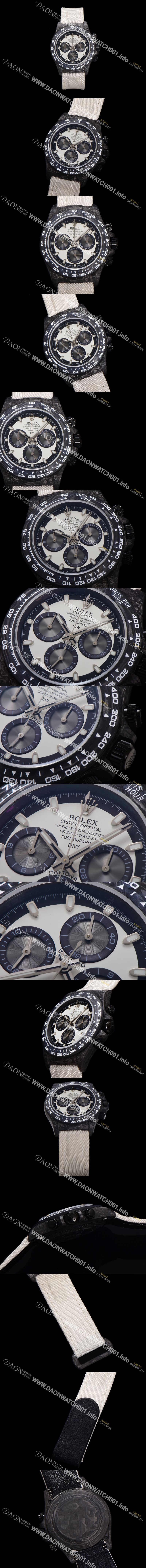 미러급 로렉스 남성용 데이토나 포지드카본 커스텀 40미리 크로노그래프 오토매틱 Cal.4130 무브먼트 화이트 다이얼 ROL79834 Ⅳ
