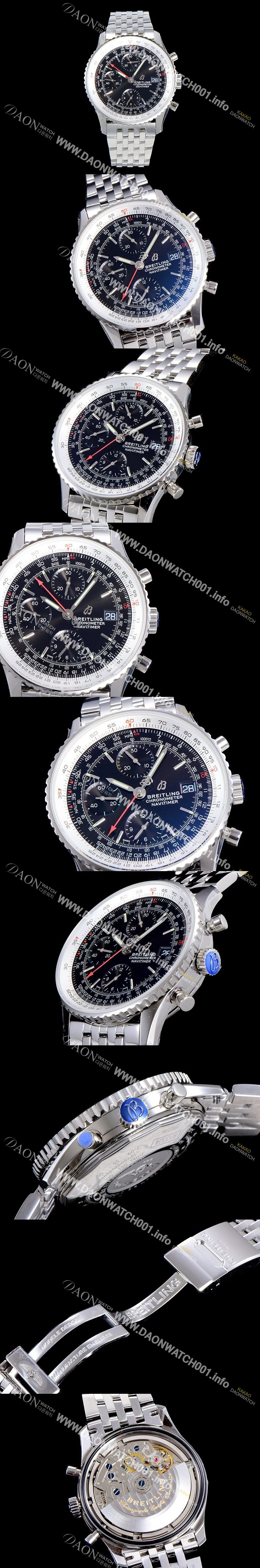 미러급 브라이틀링 남성용 네비타이머 크로노그래프 오토매틱 A7750-2 41미리 메탈시계 블랙다이얼 BRE75631 Ⅳ