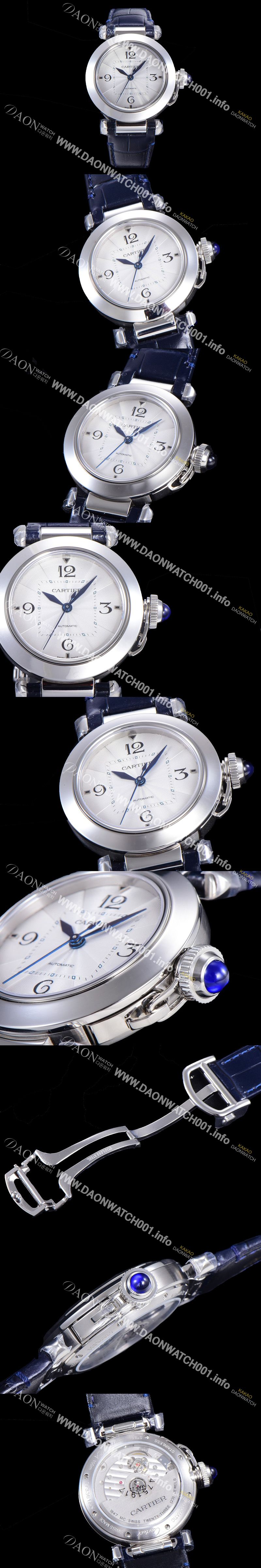 미러급 까르띠에 여성용 파샤 드 오토매틱 1847MC 35미리 가죽시계 화이트다이얼 CAR11445 Ⅳ