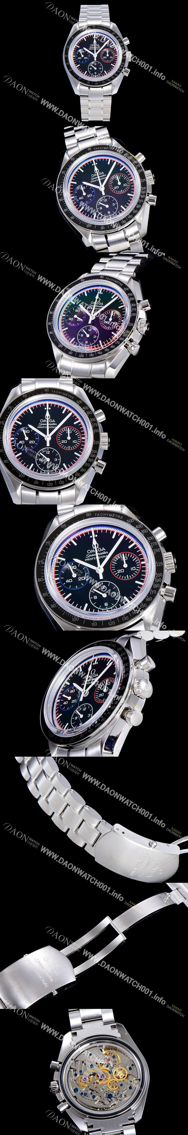 미러급 오메가 남성용 스피드마스터 크로노그래프 아폴로 15 40주년기념 수동형 42미리 메탈줄 블랙다이얼 OMG79533 Ⅳ