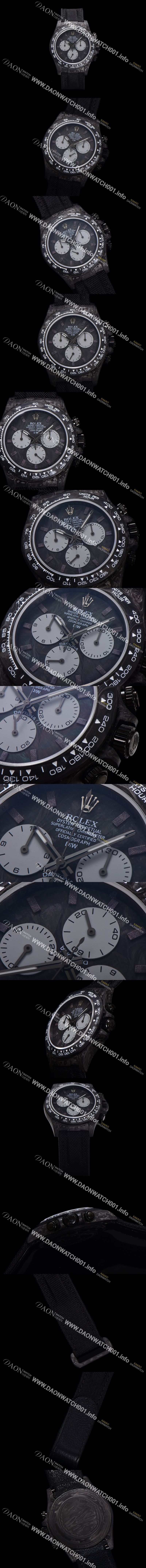 미러급 로렉스 남성용 데이토나 포지드카본 커스텀 40미리 크로노그래프 오토매틱 Cal.4130 무브먼트 블랙 다이얼 ROL79697 Ⅳ