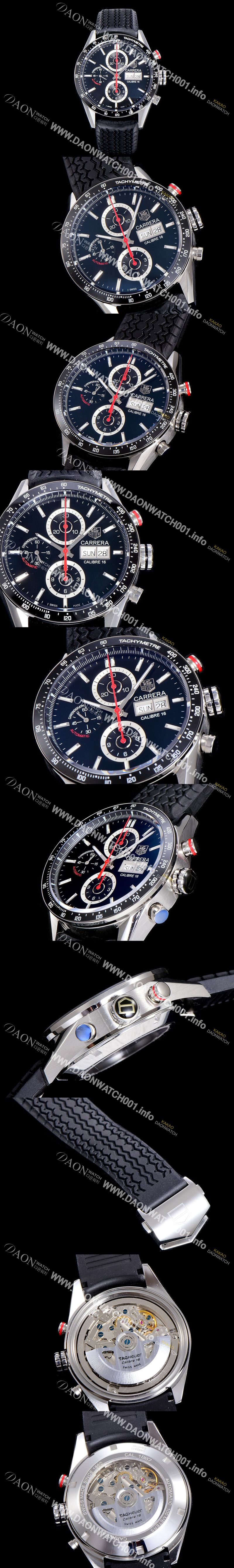 미러급 태그호이어 남성용 까레라 칼리버 16 크로노그래프 블랙다이얼 TAG73987 Ⅳ