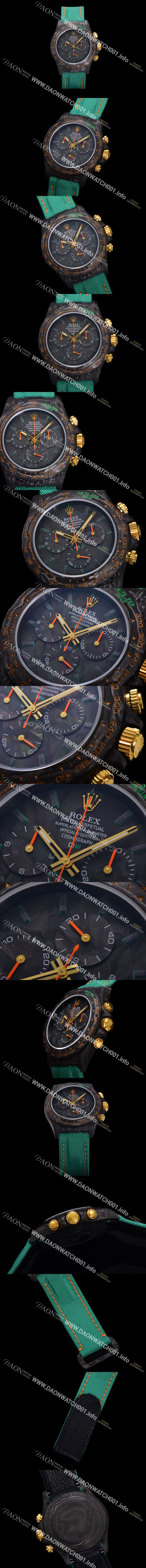 미러급 로렉스 남성용 데이토나 포지드카본 커스텀 40미리 크로노그래프 오토매틱 Cal.4130 무브먼트 블랙 다이얼 ROL79688 Ⅳ