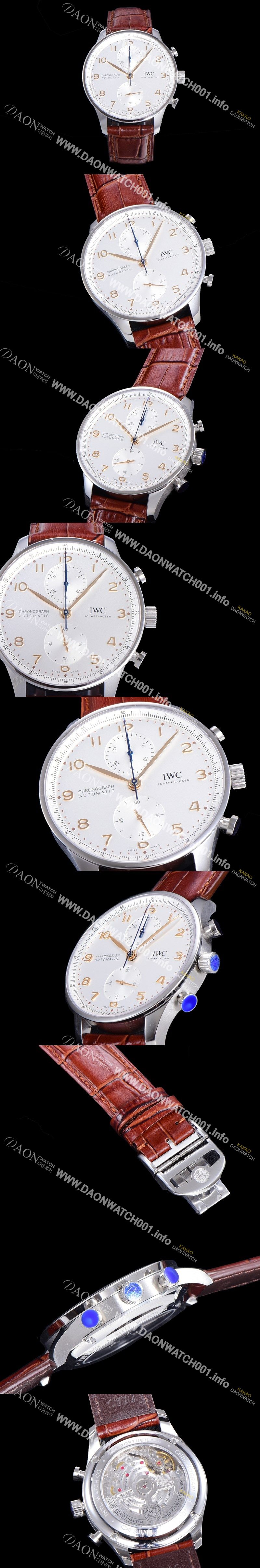 미러급 아이더블유씨 남성용 포르투기즈 IW371604 크로노그래프 오토매틱 Cal.69355 타입 41미리 가죽줄 화이트다이얼 IWC74386 Ⅳ