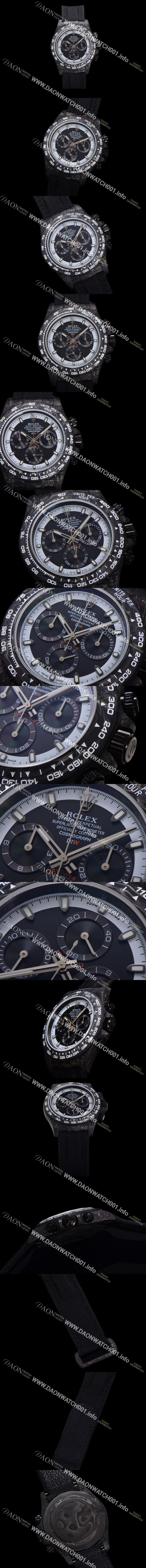 미러급 로렉스 남성용 데이토나 포지드카본 커스텀 40미리 크로노그래프 오토매틱 Cal.4130 무브먼트 블랙 다이얼 ROL79652 Ⅳ