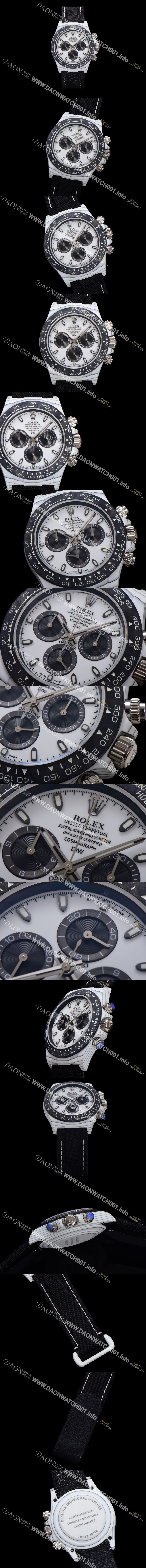 미러급 로렉스 남성용 데이토나 포지드카본 커스텀 40미리 크로노그래프 오토매틱 Cal.4130 무브먼트 화이트 다이얼 ROL79643 Ⅳ