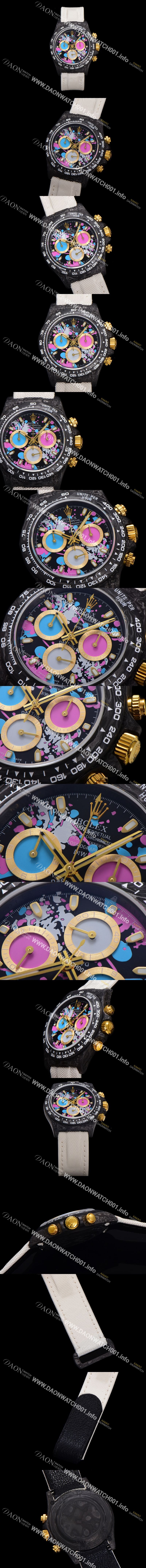 미러급 로렉스 남성용 데이토나 포지드카본 커스텀 40미리 크로노그래프 오토매틱 Cal.4130 무브먼트 블랙 다이얼 ROL79468 Ⅳ