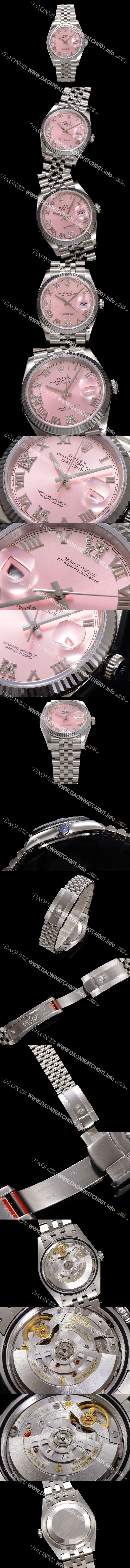 미러급 로렉스 남성용 데이저스트 m126234 로마인덱스 36mm 오토매틱 Cal.3235 무브먼트 핑크 다이얼 rol5358 Ⅳ