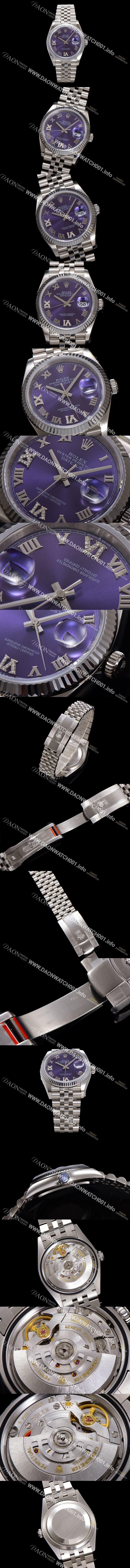 미러급 로렉스 남성용 데이저스트 m126234 로마인덱스 36mm 오토매틱 Cal.3235 무브먼트 퍼플 다이얼 rol5356 Ⅳ