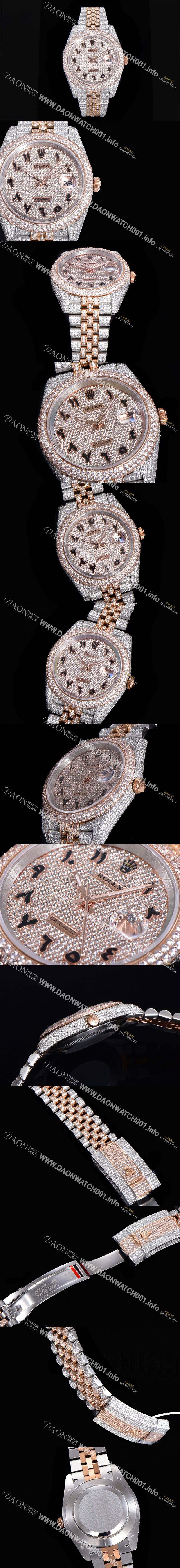 로렉스 데이져스트 오토매틱 아시안 2824-2 타입 41mm 남성용 18K 로즈골드 904L 다이아몬드 메탈줄 보석다이얼 rol109064928