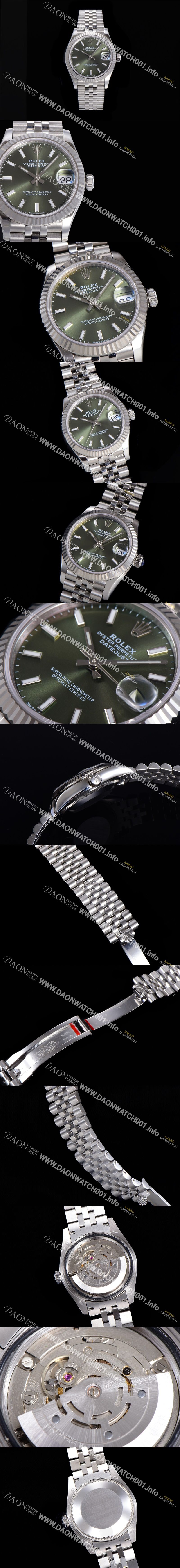 로렉스 2021신상 데이져스트 오토매틱 ETA-2688 31mm 여성용 메탈줄 그린 다이얼 rol105682157