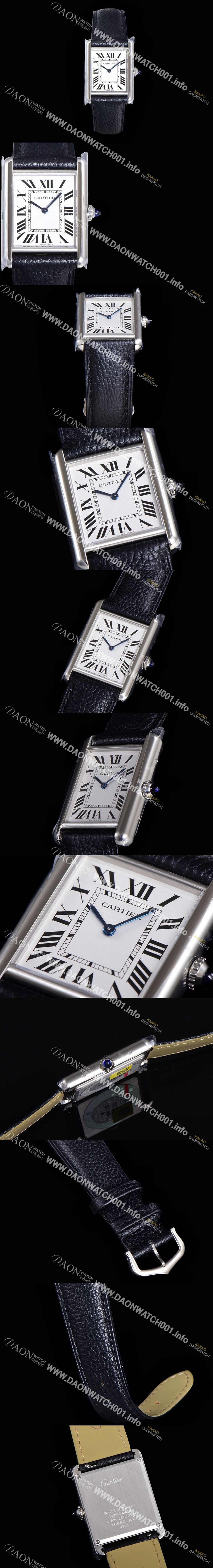 미러급 까르띠에 여성용 탱크 머스트 WSTA0041 로마 인덱스 33.7mm 화이트 다이얼 가죽줄 쿼츠 무브먼트 CAR08322 Ⅳ