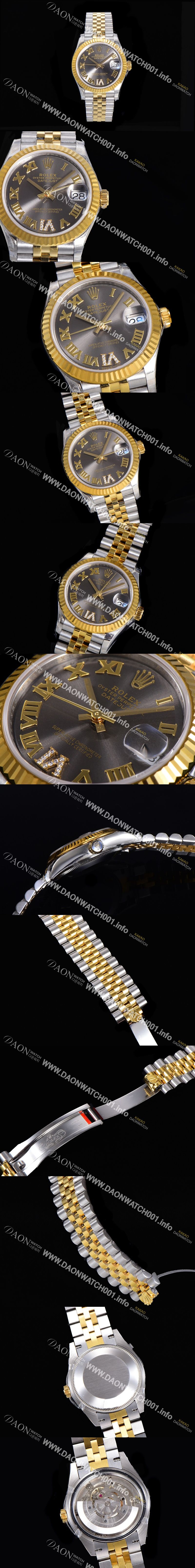 로렉스 2021신상 데이져스트 오토매틱 ETA-2688 31mm 여성용 18K옐루골드 메탈줄 그레이 다이얼 rol106486790