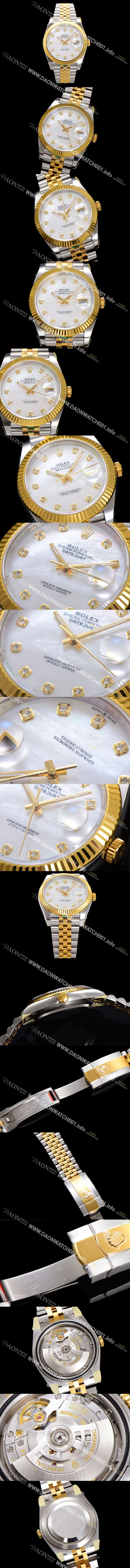 미러급 로렉스 남성용 데이저스트II m126333 18K 옐로우골드 41mm 오토매틱 Cal.3235 무브먼트 화이트/자개 다이얼 rol5354 Ⅳ