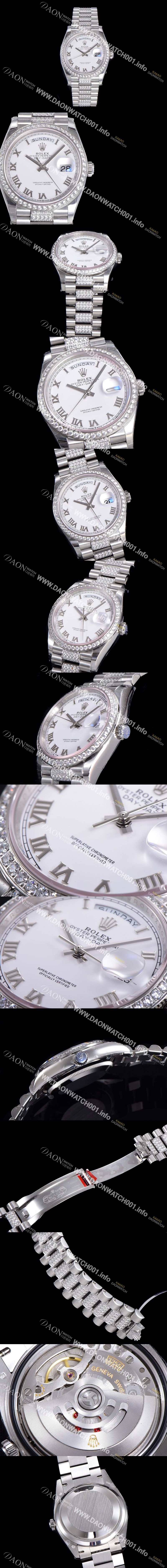 로렉스 데이데이트 오토매틱 Cal.3235타입 36mm 남성용시계 다이아베젤부착 메탈줄 화이트다이얼 rol101946573