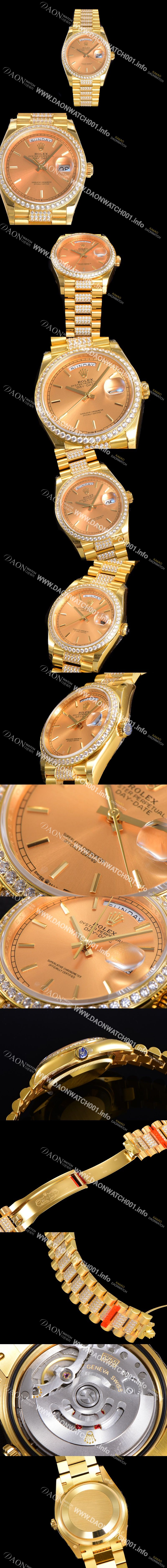 미러급 로렉스 남성용 데이데이트 오토매틱 Cal.3235타입 36mm 금장시계 옐루골드 올금 다이아베젤부착 메탈줄 골드다이얼rol92680 Ⅳ