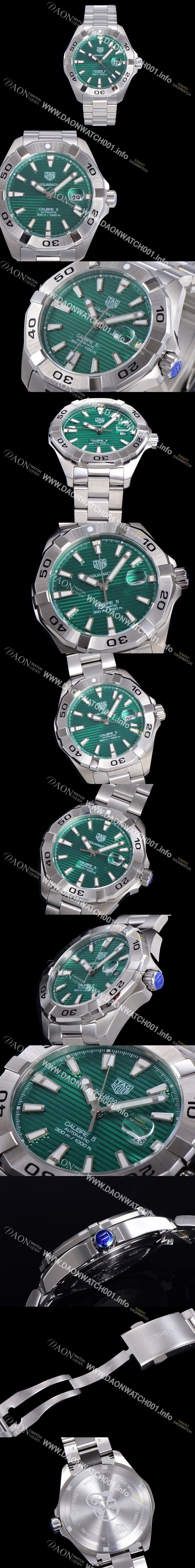 태그호이어 아쿠아레이서 오토매틱 43mm 남성용시계 메탈줄 그린다이얼 tag043013485